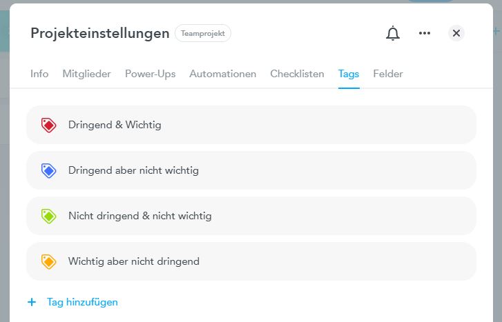 Tags in MeisterTask